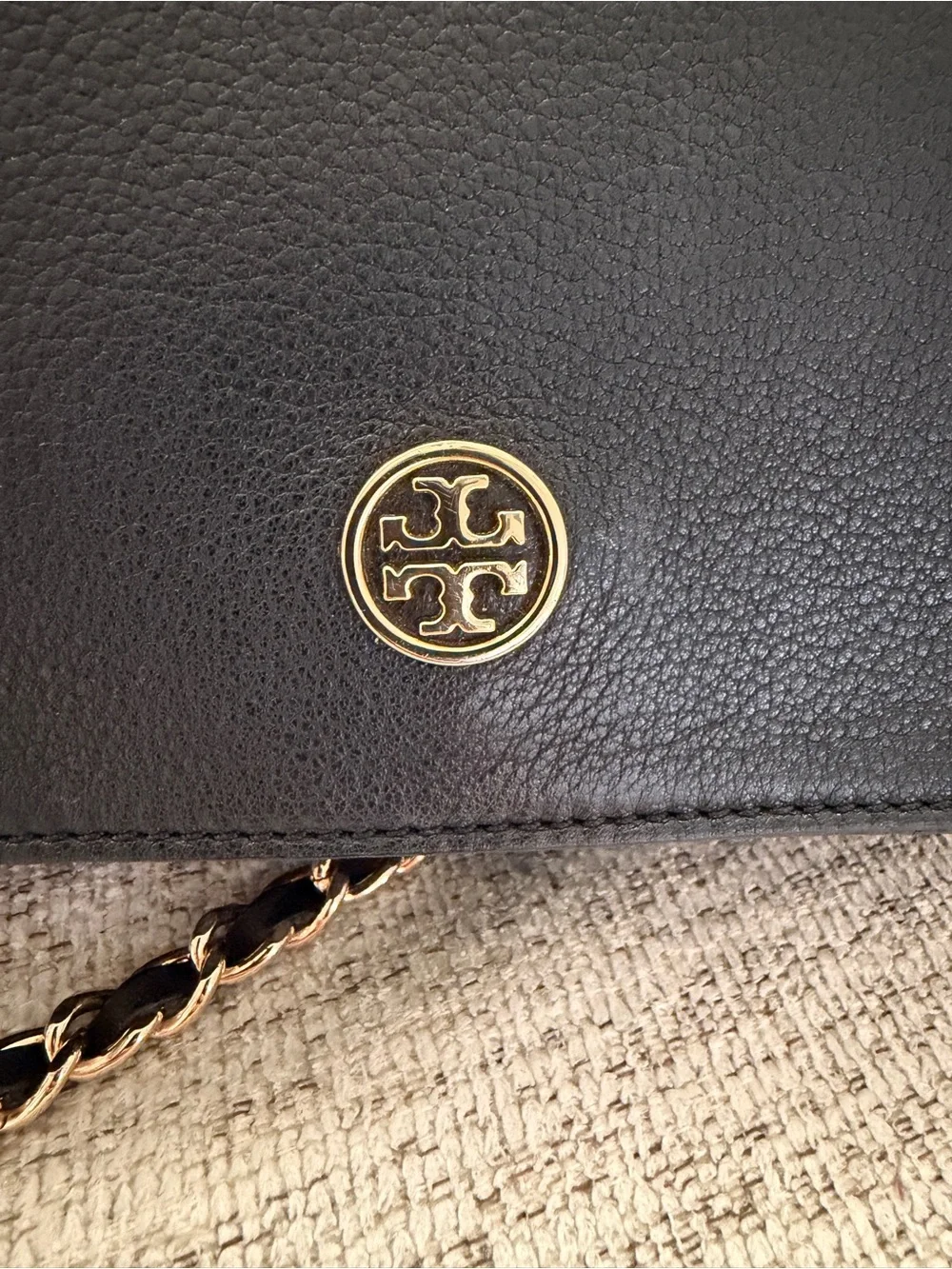 Tory Burch Black Leather Crossbody with Gold Hardware